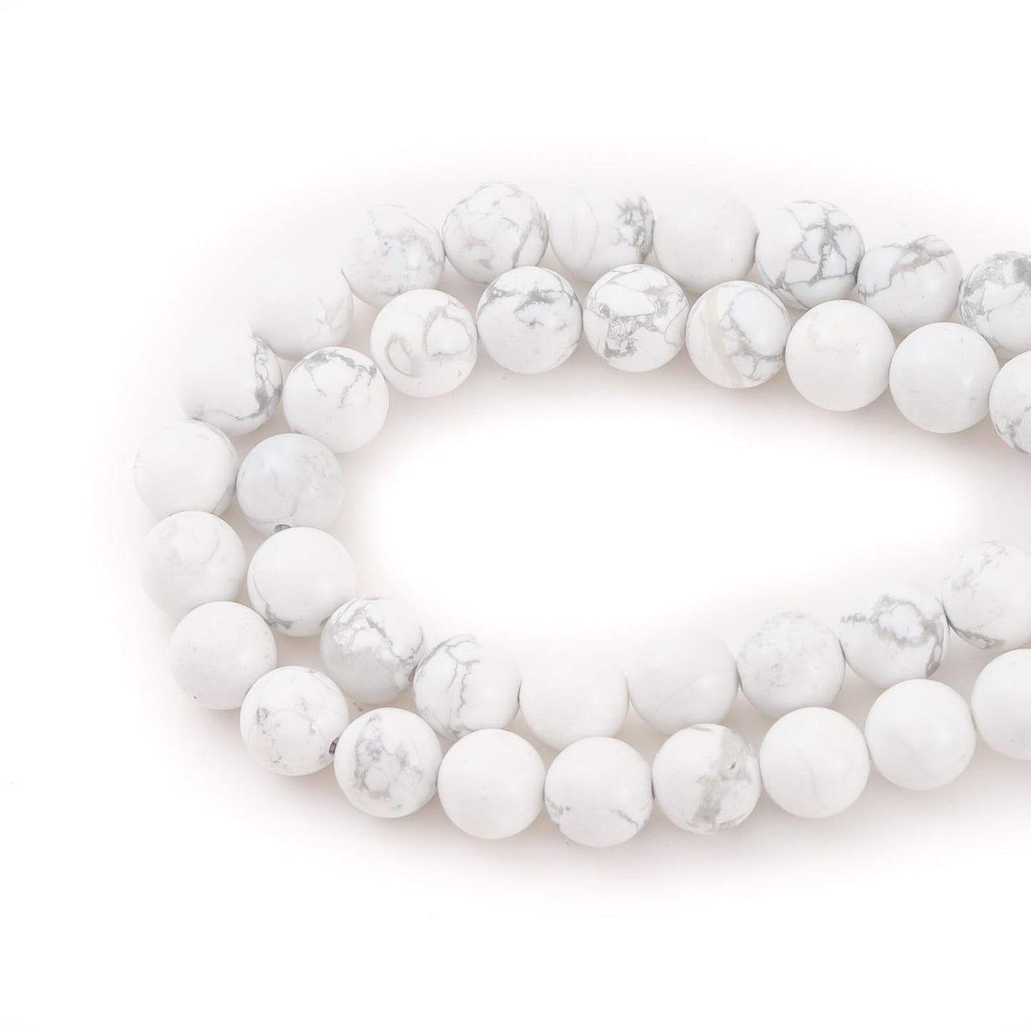 8mm 45pcs DIY Natural White Howlite Stone Beads Round Healing Crystal Gemstone Loose Beads for Jewelry Making Handmade Bracelet Necklace