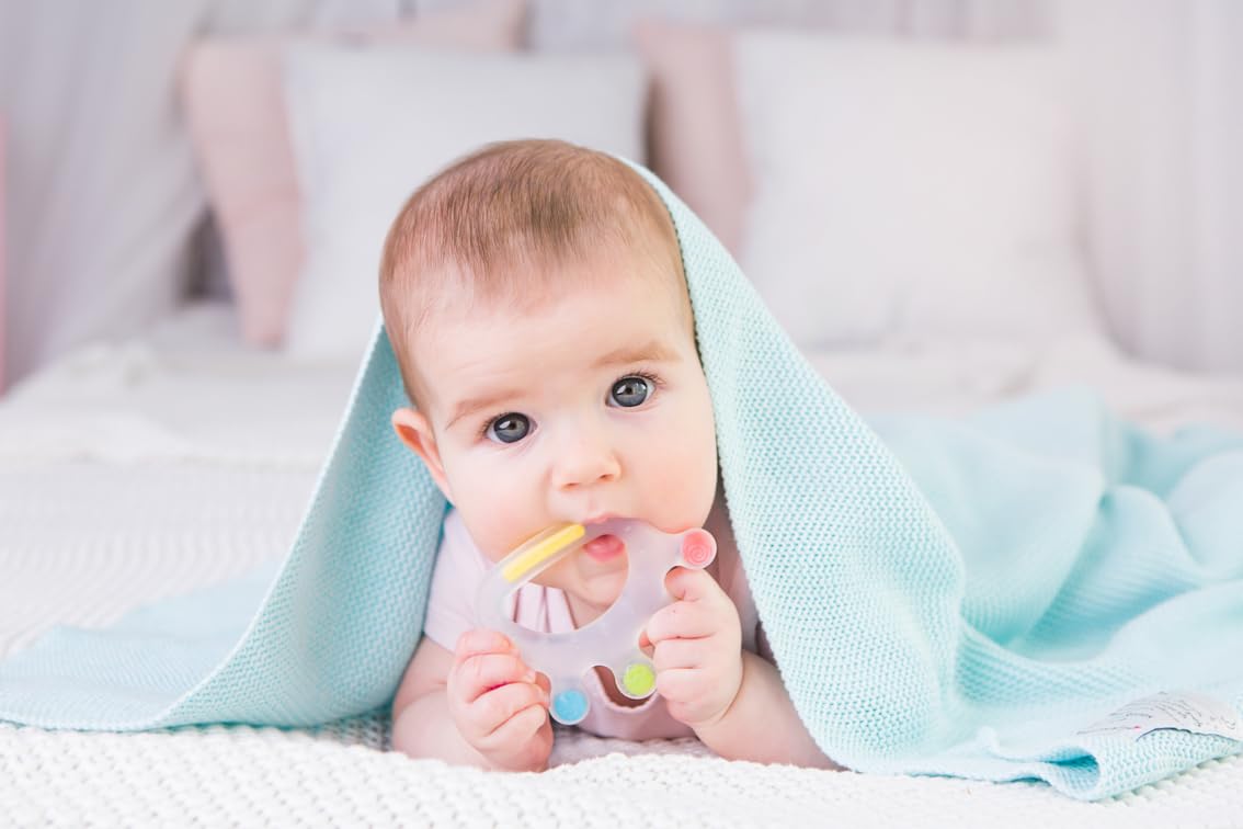 GiliGums Candy Crown Cooling Teether for Babies 3-36 Months — 100% Food Grade Silicone Hand-Shaped Baby Teething Toy | 6 Textured Surfaces, Fridge-Cool Gum Relief | BPA-Free Sensory Teether