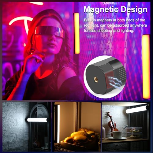 PULUZ Magnetic Handheld Light Wand, Full Color RGB Light Stick, LED Fill Light with 3000mAh Rechargeable Battery, 2500-9000K Dimmable Camera Tube Light for Studio Photography TikTok YouTube Vlog, 30cm - size: 11.8 inches