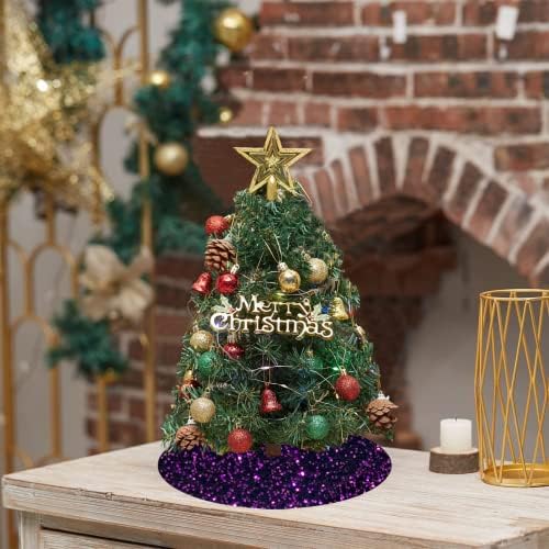 Purple Tree Skirts Christmas 21 Inch Sequin Glitter Tree Skirts Velvet Fabric Decoration Halloween Tree Skirt Glittery Pencil Tree Skirt for Festival Holiday Party Purple Ornament Decorations