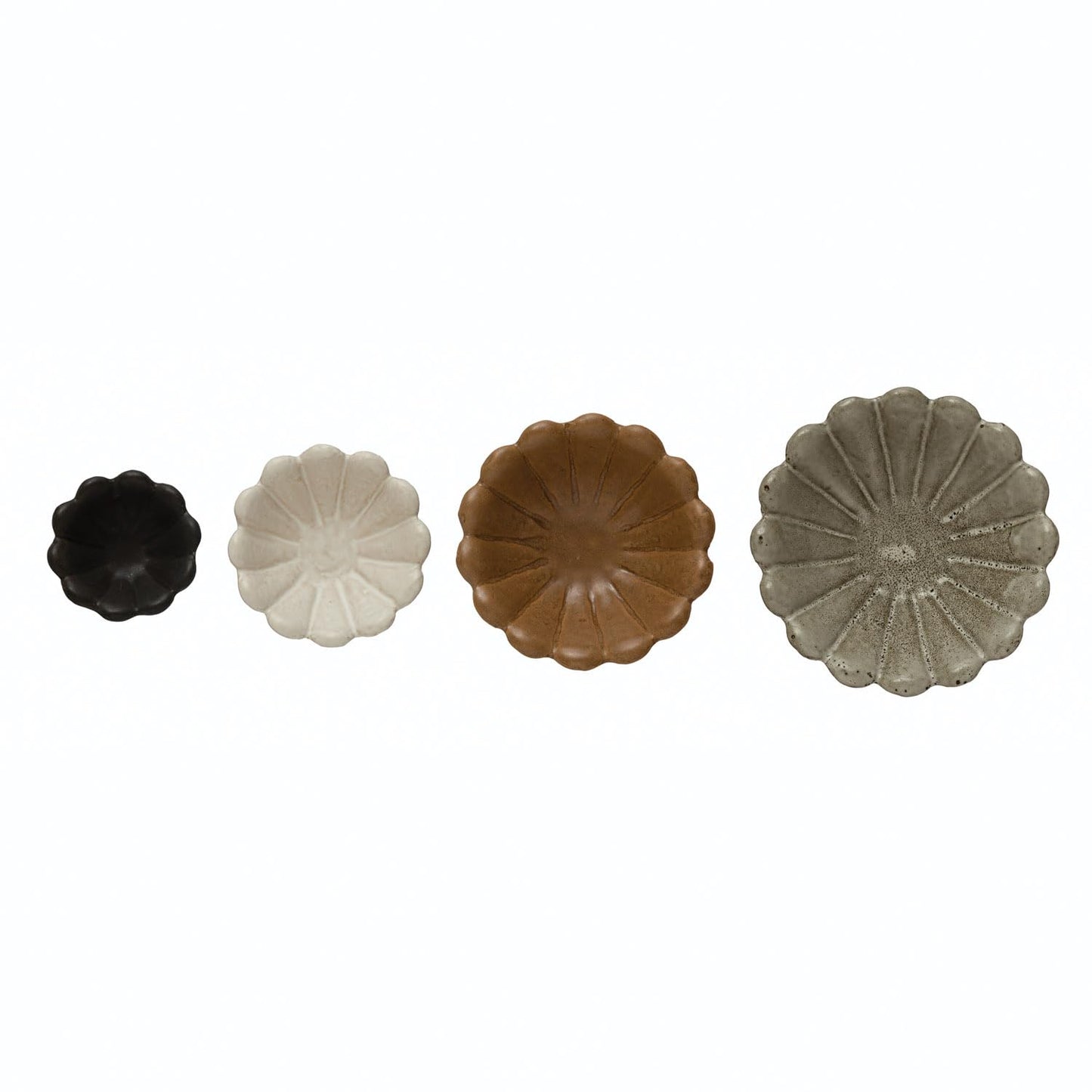 Creative Co-Op Stoneware Flower Bowls, 6" L x 6" W x 3" H, Multicolor