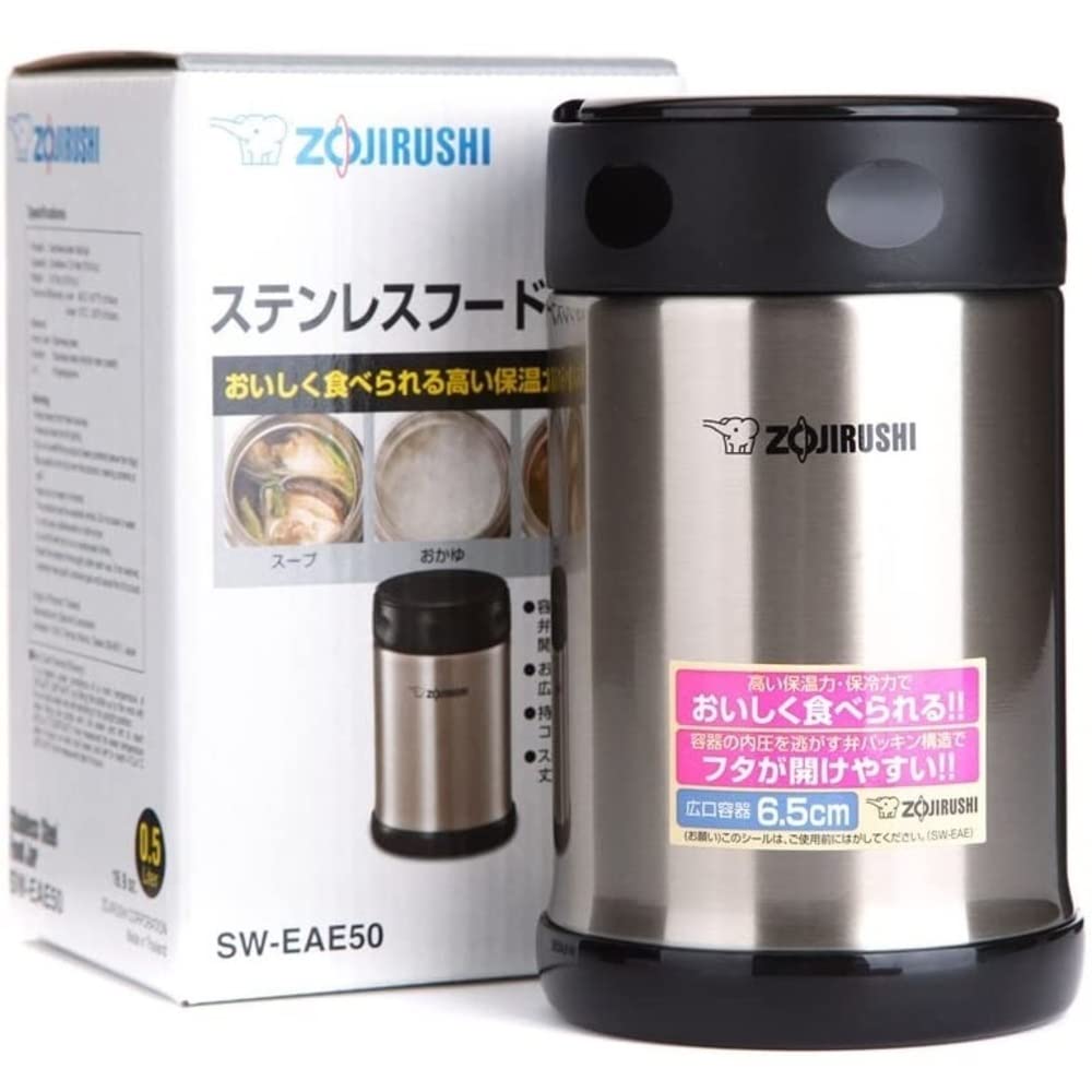 Zojirushi Steel Food Jar, Medium, Black/Stainless