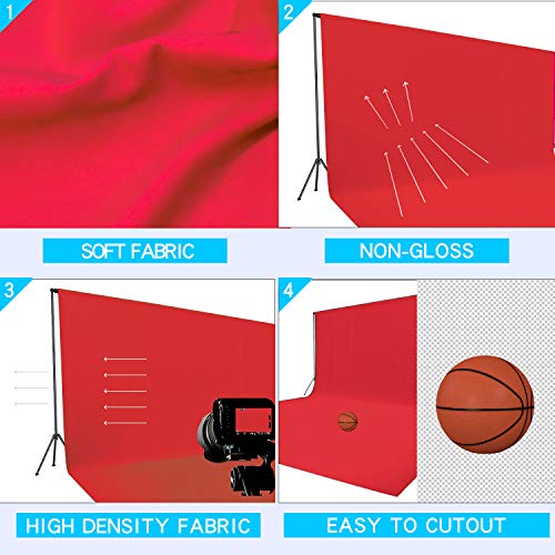 ISSUNTEX 6X9 ft Background Muslin Backdrop, Photo Studio, Collapsible High Density Screen for Video Photography and Television-Red - color: Red, size: 6X9 ft