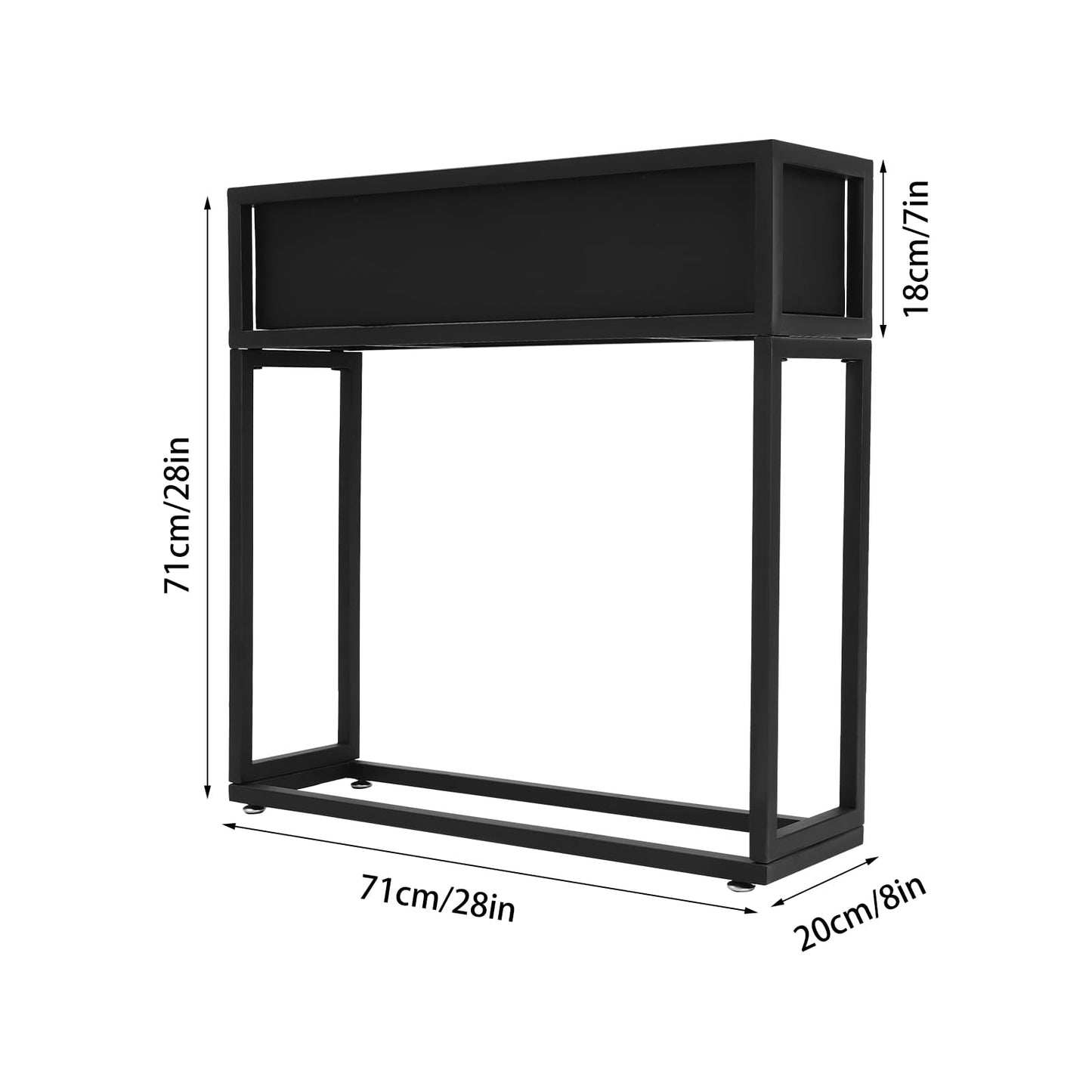SanyingYZ Metal Tall Rectangular Planter,28" H/14 H Black Outdoor Planter Box with Drainage Holes and Adjustable Balancing Feet for Plants, Flowers, Gardens (28" H)
