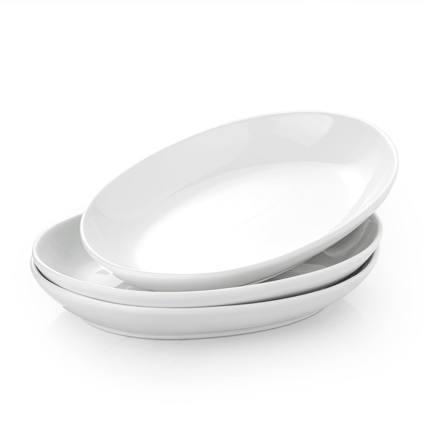 Gacoree 12 Inch Oval Serving Platters Set of 3, White Ceramic Serving Platters for Serving Food, Deep Porcelain Oval Platter for Appetizers, Salad, Pasta, Vegetables, Microwave Dishwasher Oven Safe