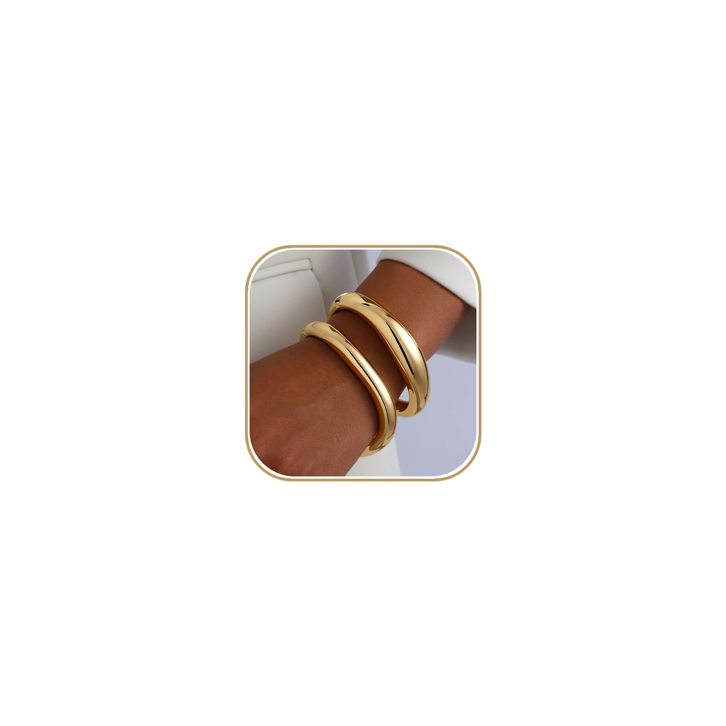 AYWFCBF 2Pcs Gold Bangle Bracelets for Women - 14K Gold Plated Chunky Bangle Stack Hinged Open Wide Cuff Bracelets - Arm Cuff Jewelry for Women