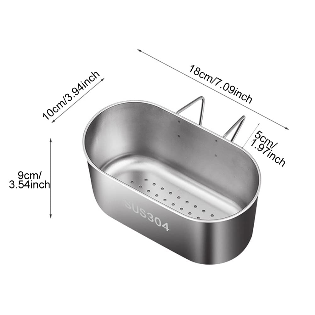 SYCOOVEN Stainless Steel Sink Drain Strainer Basket, Multifunctional Hanging Sink Strainer Colander Drain Basket Kitchen Sink Food Waste Filter and Wash Vegetables Fruits(Silver)