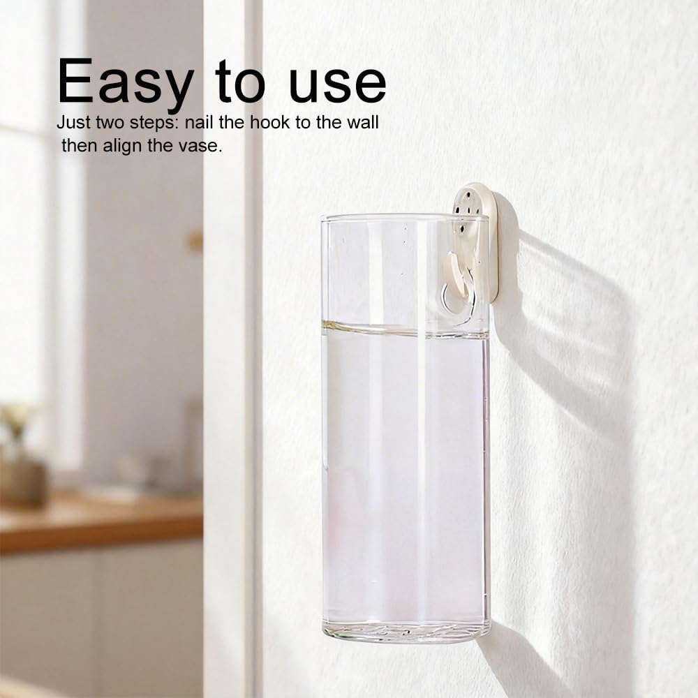 Bunhut Wall Planters for Indoor Plants, 4 Pack Glass Wall Planters for Propagation, Hanging Terrarium Planters with Hooks for Hydroponic Plants, Flowers, Home Office Bathroom Decor
