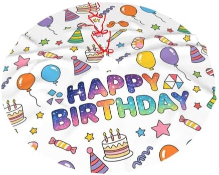 Happy Birthday Christmas Tree Skirts 30", Colorful Cake Balloon Xmas Tree Cloth Mats Trees Skirts for Decor Gift, Home Decoration