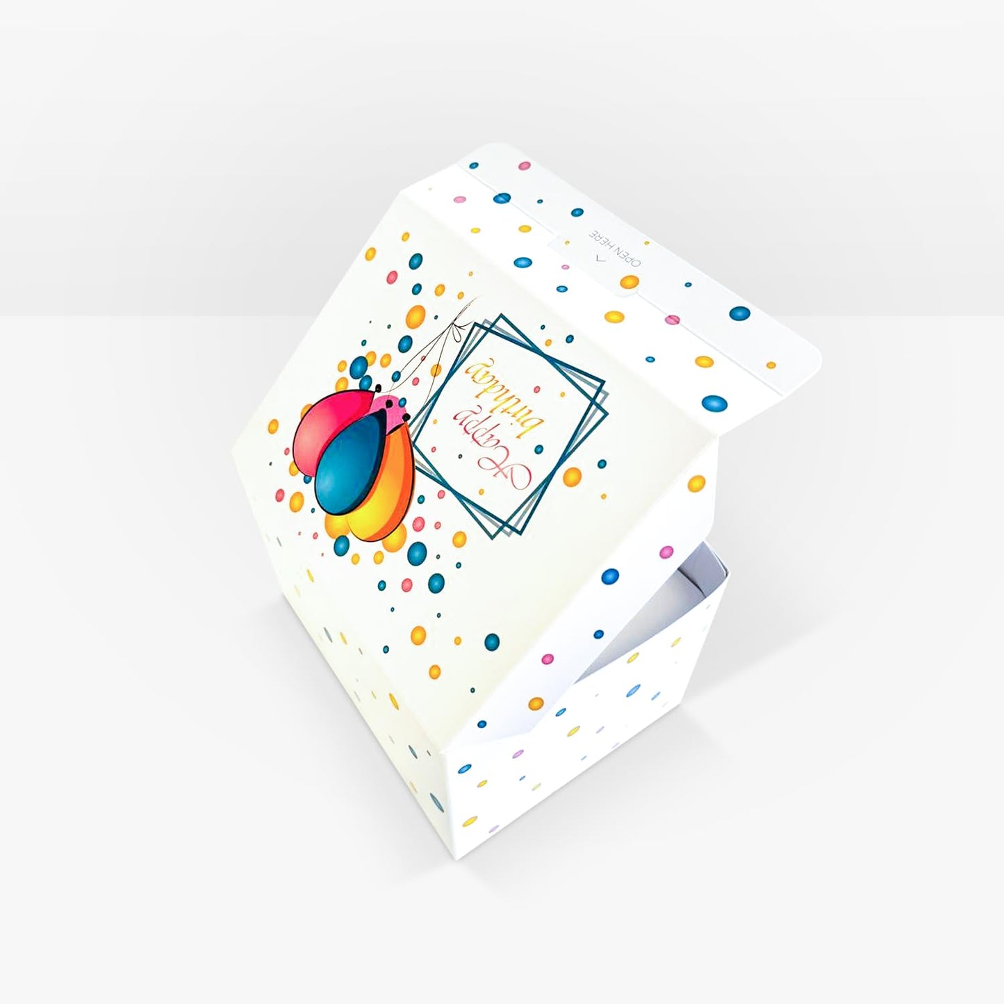FETTIPOP Birthday Gift Box KIT (White), Gift Box Exploding Confetti, Surprise Prank Box Pop Up 7.2x5.5x4.3 in.