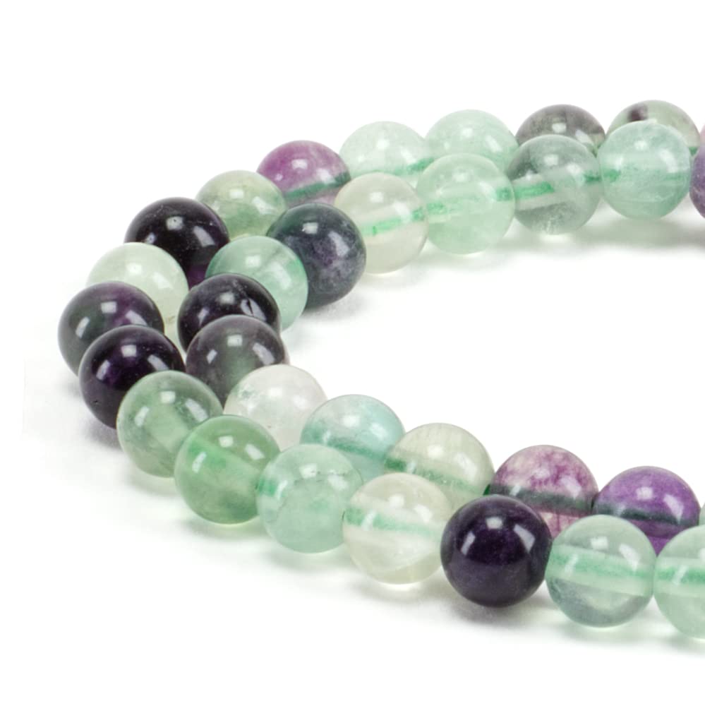 Cherry Tree Collection | 100PCS 6mm Fluorite Gemstone Round Beads for Jewelry Making | Includes Storage Box, Elastic String, and Needles