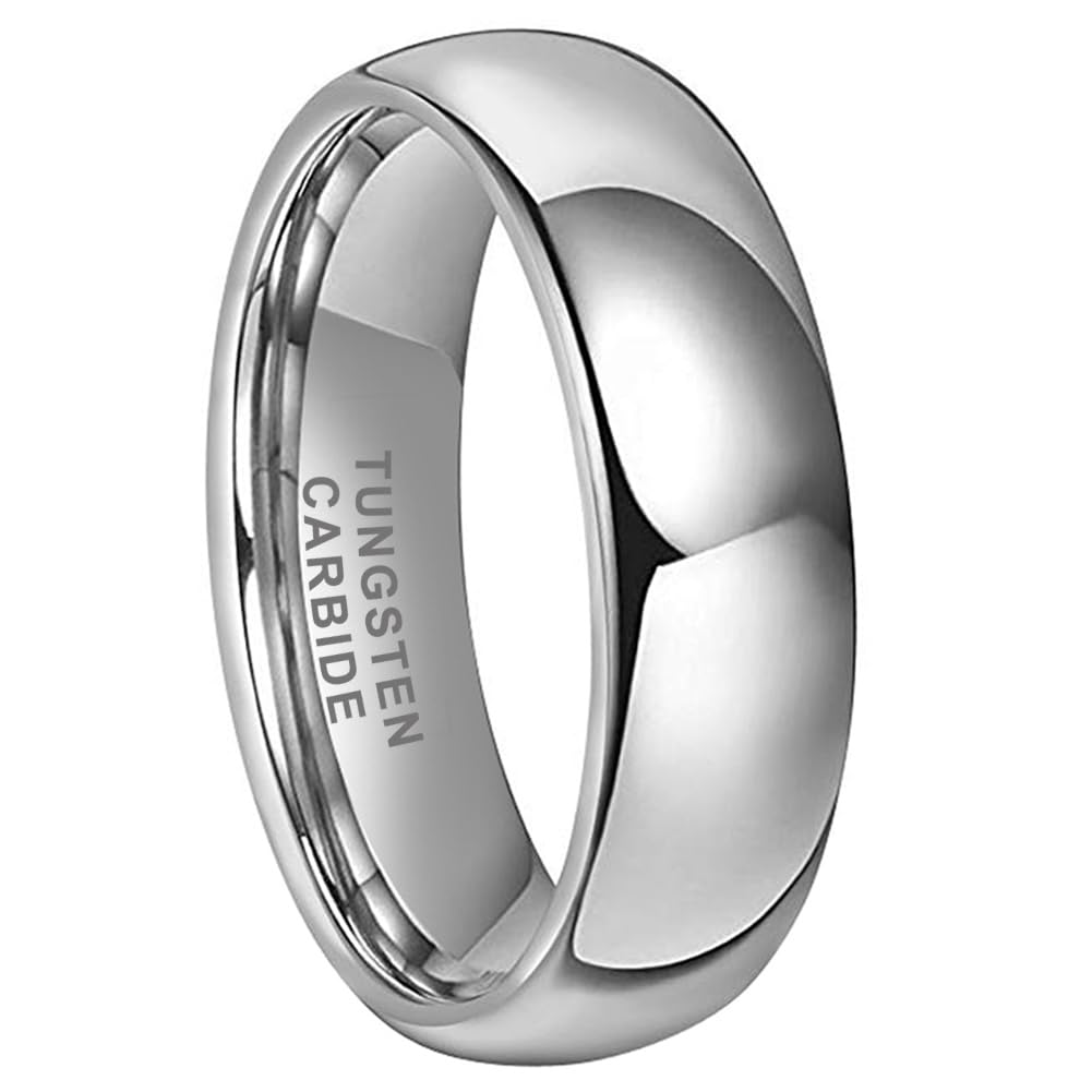 TUTISS 7mm Tungsten Carbide Rings for Men Women Engagement Wedding Bands Domed Polished Shiny Comfort Fit Size 13