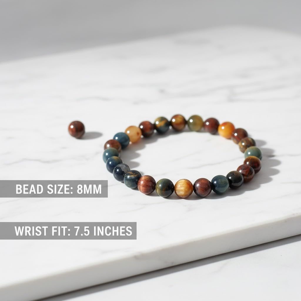 The Vida Handmade AAA+ Quality Crystal Stretch Elastic Bracelet - Nature Gemstone - Jewelry Gift - Holiday Gift - For Women & Men (Pietersite)
