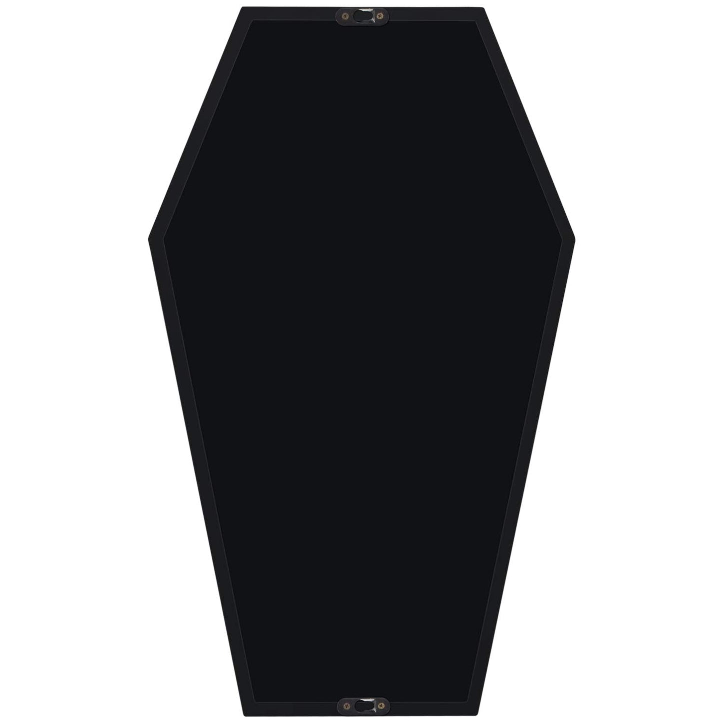 Gothvanity Gothic Coffin Wall Mirror - Spooky Dark Decor for Bedroom Living Room Bathroom, Wooden Sturdy Large Black Mirror with Hooks, Ready to Hang 20x12 Inches