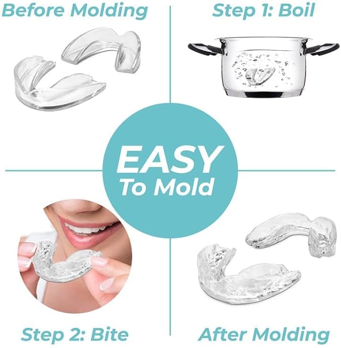 Dental Mouthguard for Bruxism, Teeth Grinding and Clenching, Pack of 6 in 3 Different Sizes Moldable, Trimmable Premium Quality Dental Night Guard for Teeth Grinding and Stops Bruxism