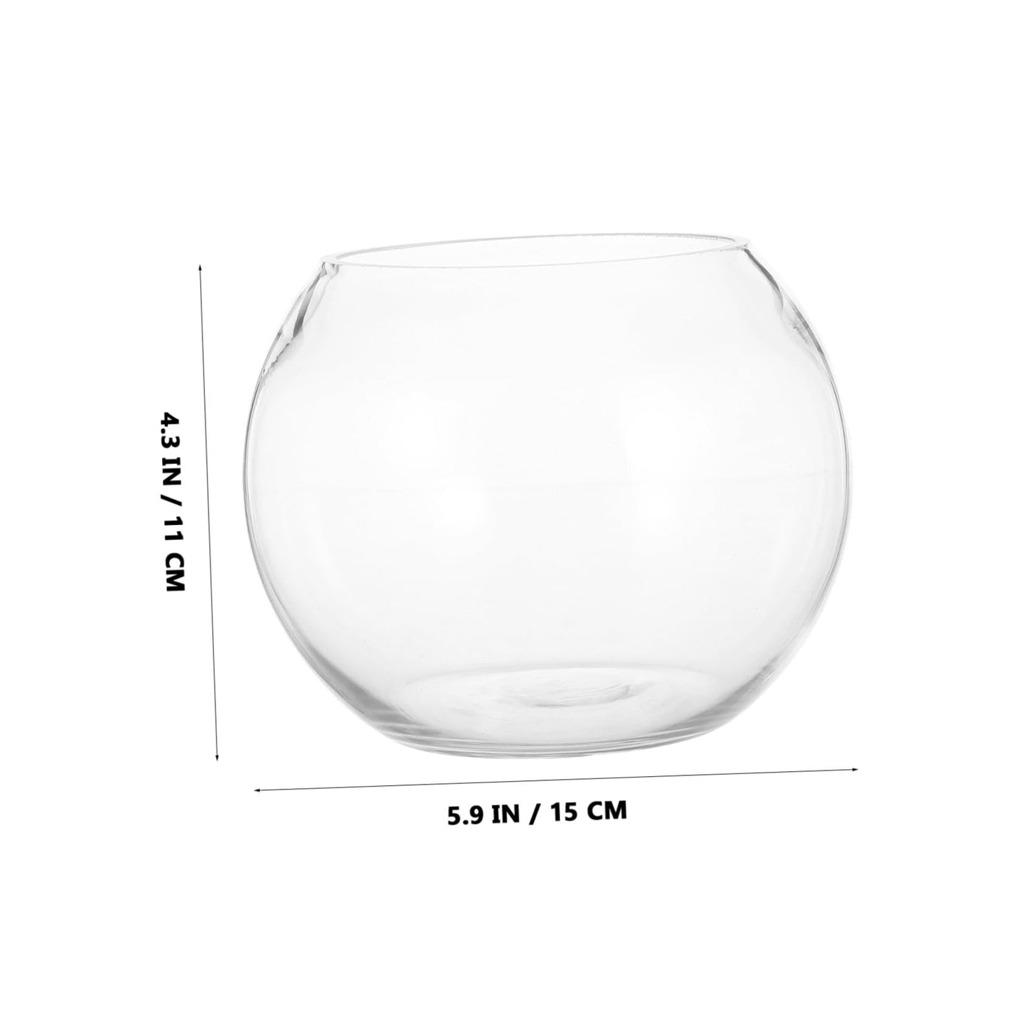 WATIIFUFU Glass Vase Hydroponic Plant Holder 15cm Round Bubble Fish Bowl Terrarium Container for Home Office Desktop Decoration