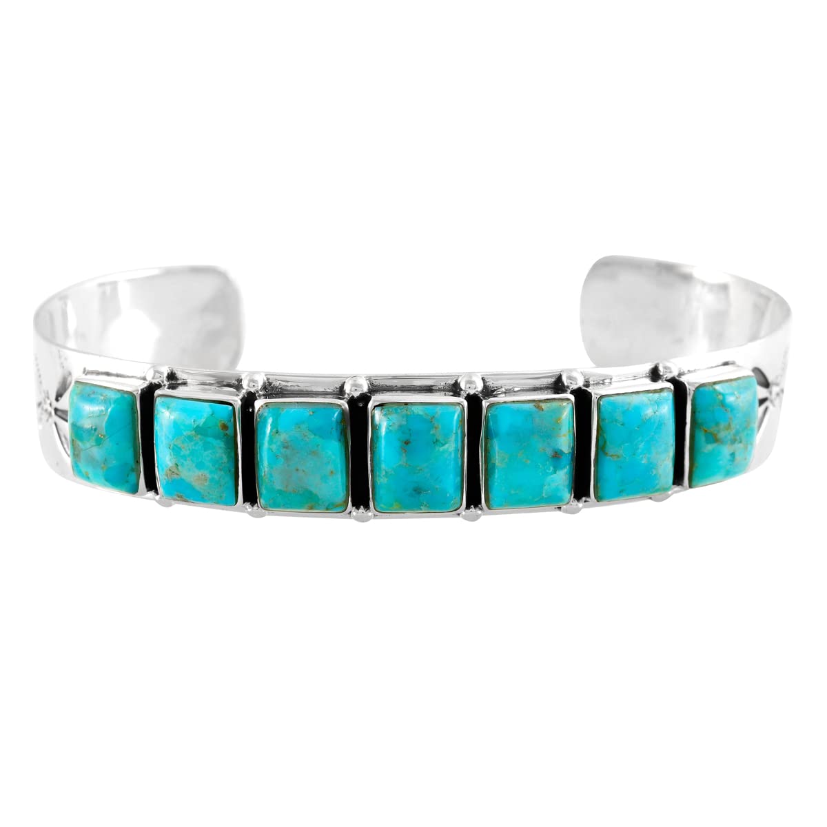 Turquoise Bracelet Sterling Silver 925 Genuine Gemstones Cuff