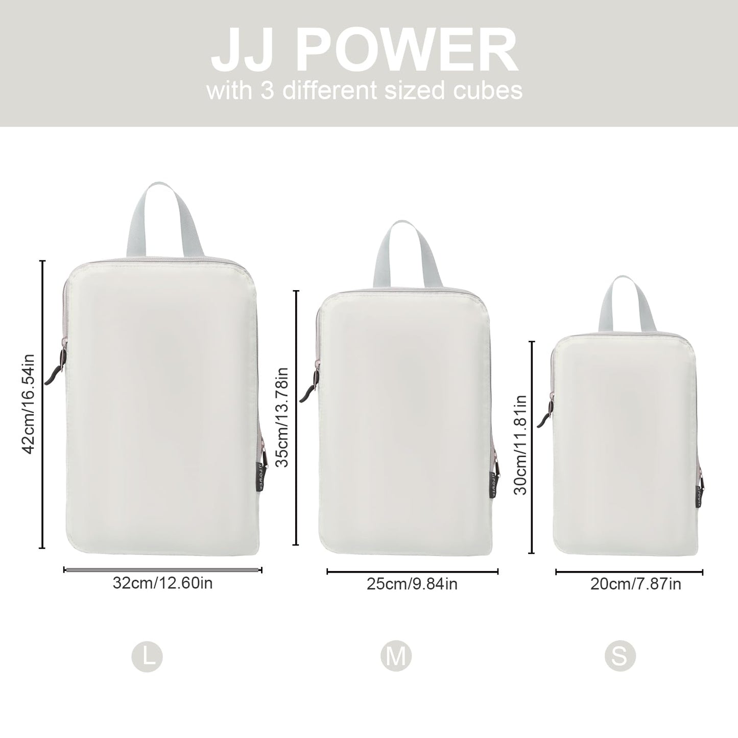 JJ Power 3 Set Lightweight Compression Packing Cubes for Suitcases, Travel Essentials Expandable Packing Cubes Organizer for Carry on Suitcases(Cream)