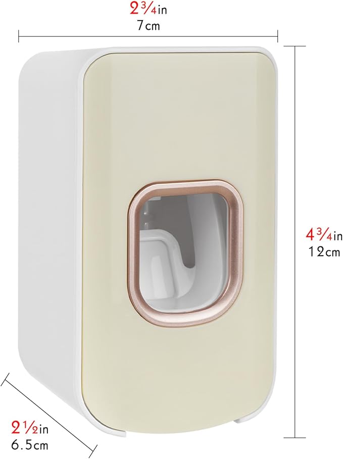 2 Slot Toothbrush Holder and Toothpaste Dispenser Wall Mounted, Automatic Toothpaste Squeezer, 2 in 1 Tooth Brush Toothpaste Organizer for Shower (Ivory Yellow)