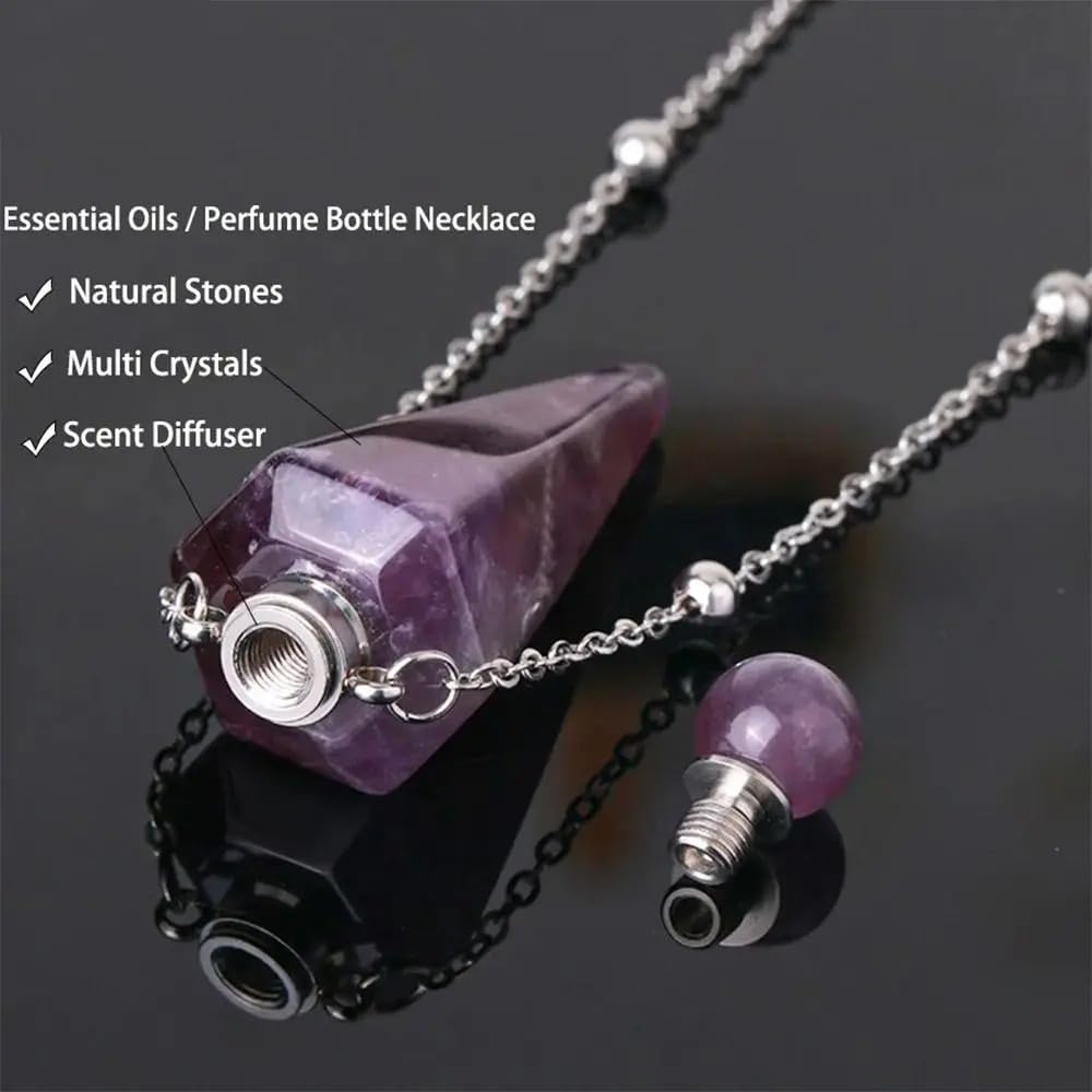 Generic 925 Sterling Silver Essential Oil Necklace, Unisex Cone Shape Pendant, Wellness Theme