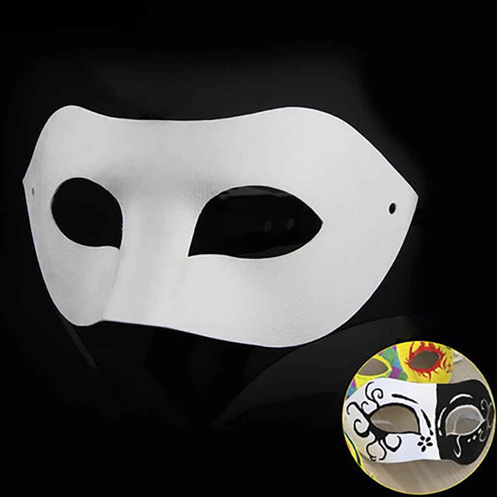 UUYYEO 10 Pcs White Half Face Paper Masks - Masquerade Craft Masks - Paintable & Decorate - Kids & Adults