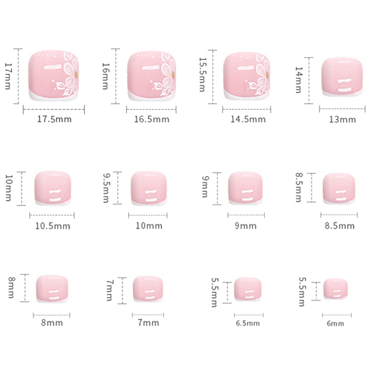 Press-On Acrylic Fake Toenails - Full Cover Reusable False Toenails with Glue Set, Peel & Stick Designs