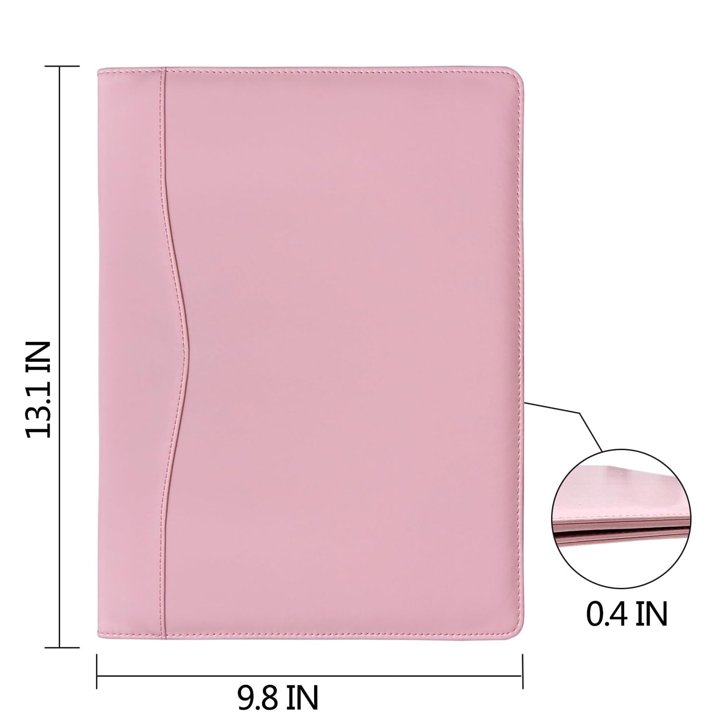Padfolio Portfolio Binder, Leather Clipboard Folder Briefcase Loose-Leaf Binder with Cover Brown Folder with Pockets Resume Folder for Business Office Meeting Men Women's Business (A4, Pink)