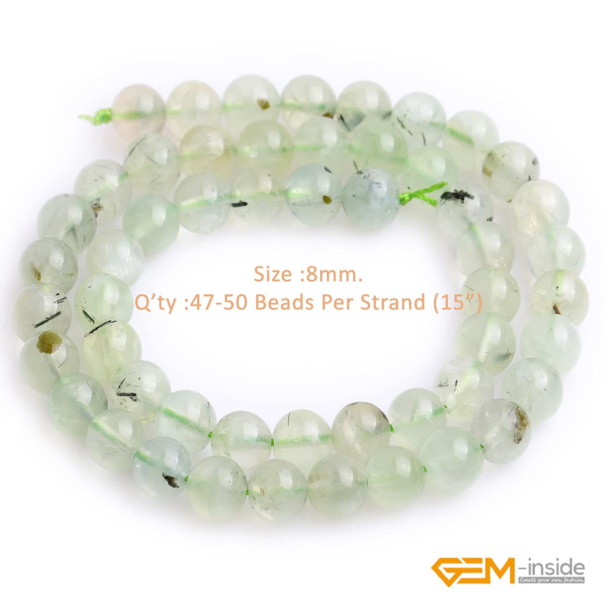 GEM-insid Prehnite Gemstone Loose Beads Natural Energy Power Beads for Jewelry Making 8mm Round 15"