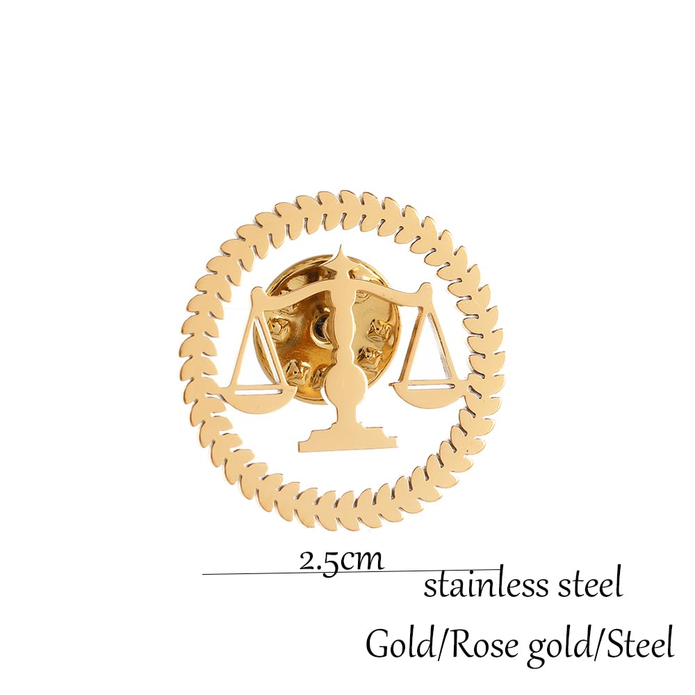 Metal Balance Badges Suit Brooch Libra Scales Brooches For Men (2pcs gold)