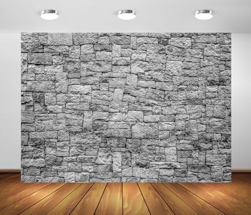 BELECO 15x10ft Fabric Dark Brick Stone Wall Backdrop Gray Rock Stones Texture Old Wall Background Medieval Castle Wall Party Decorations Banner Knight Party Supplies Photoshoot Props - size: 15x10ft