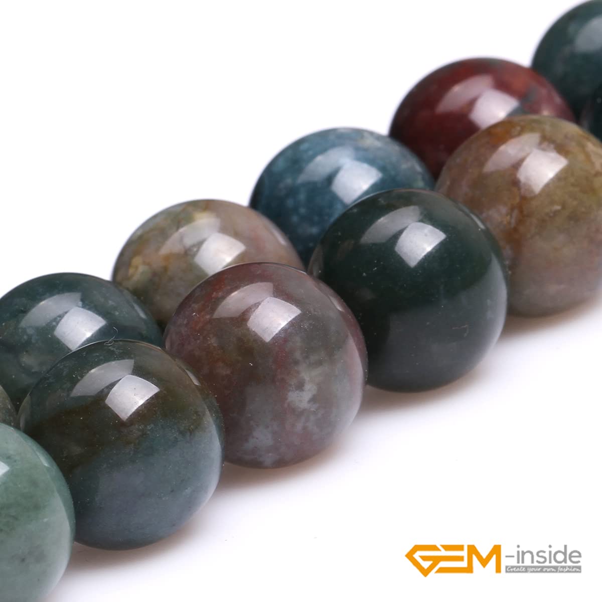 GEM-Inside Natural 18mm Indian Agate Gemstone Loose Beads Round Crystal Energy Stone Power Beads for Jewelry Making 15"