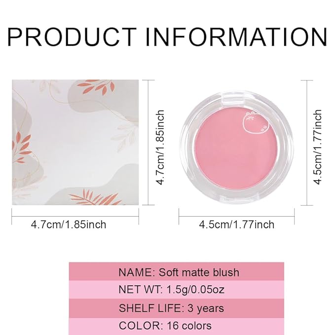 Matte Powder Blush for Cheeks – Long Lasting Natural Face Blusher Makeup, Lightweight Blendable Cheek Color for Women, Vegan & Cruelty-Free – #08 Light Rose Pink