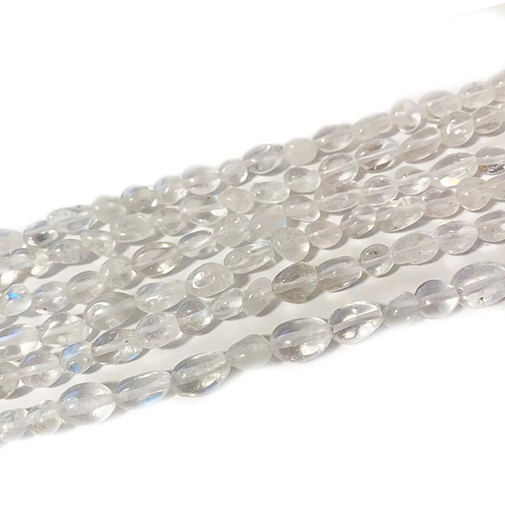 jodaying 6-8mm Natural Clear Quartz Crystal Nuggets Oval Free Tumbled Pebble Semi Precious Gemstone Loose Stone Beads Approx 15.5 inch for DIY Jewelry Making