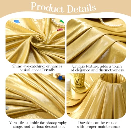 20x10ft Gold Backdrop Curtains Wedding Party Glitter Sequin Curtain Backdrop Fabric Shimmer Drapes Backdrop Bridal Baby Shower Birthday Christmas Photoshoot Background Photography 5x10FT，4 Panels - color: Gold, size: 20ft X 10ft(4 Panels 5ft X 10ft)