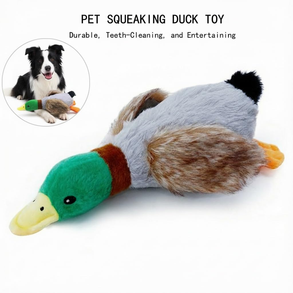 Paw-FECT Piece Mallard Duck Toy, Squeaky Plush Toy, Realisitic Design and Soft Durable Material, Crinkle Wings, Great for Small/Medium Size Dogs, for Teething and Chewing