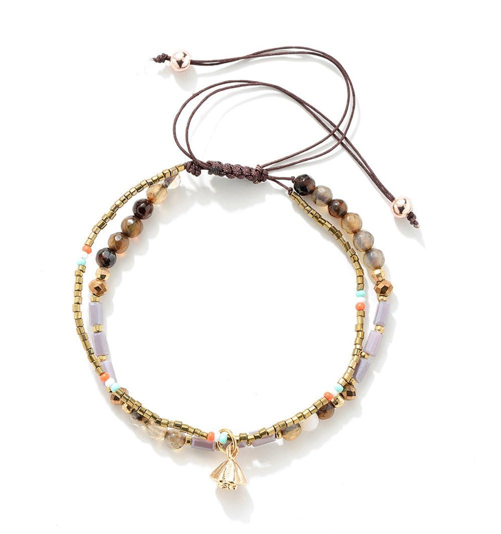 JOYA GIFT Adjustable Wrap Bracelet Bohemian Braided Beads Bracelet for Women Summer Beach Anklet