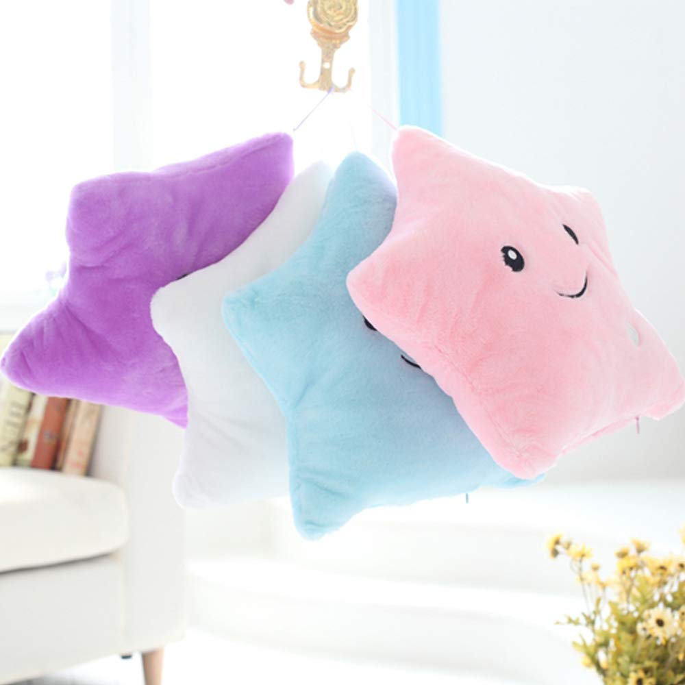 sofipal LED Twinkle Star Shaped Plush Pillow, Creative Night Light Glowing Cushions Plush Stuffed Toys Gifts for Kids, Decoration (Blue)