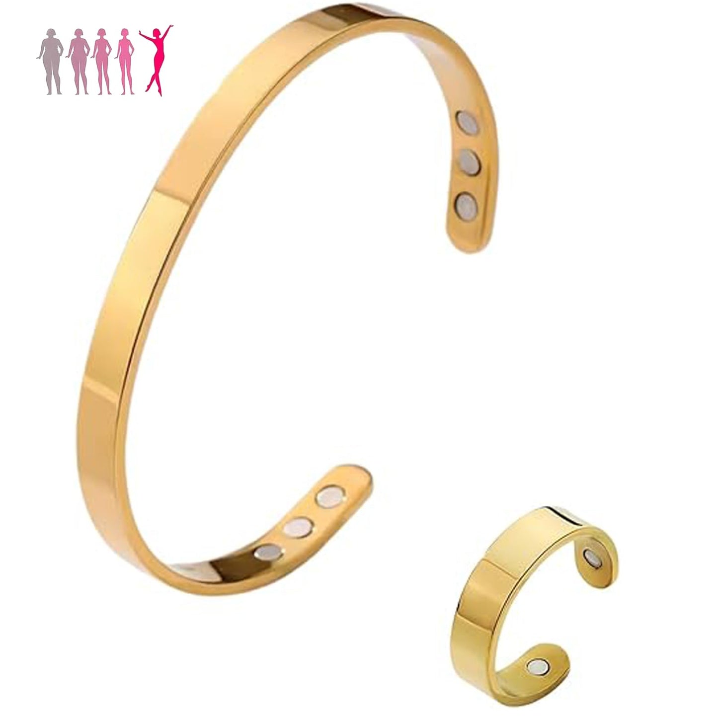 TiFluFlue Kalm Bracelet Ring Set for Women (Gold)