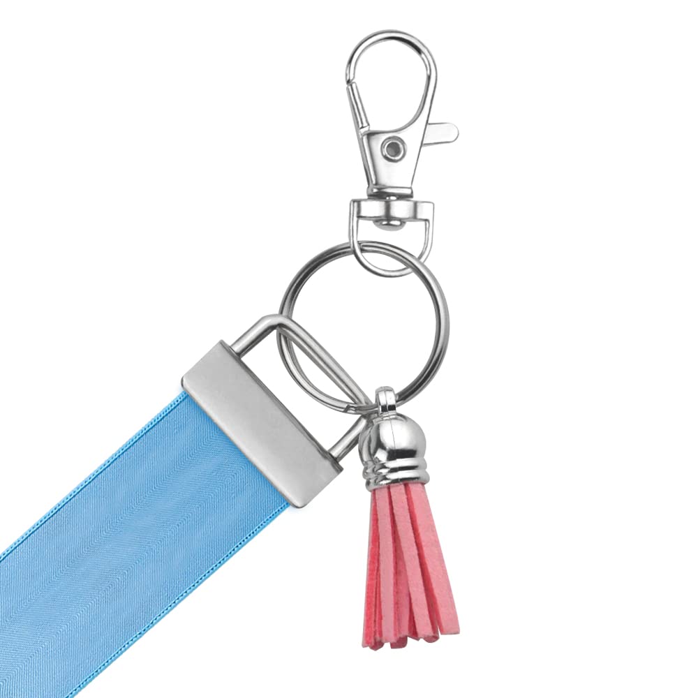 XINMEIWEN 72PCS Key Fob Hardware Set Including 24 Key Fob Hardware with Key Ring 24 Colorful Leather Keychain Tassel and 24 Swivel Snap Hooks for Keychain Making Supplies (6 Colors)