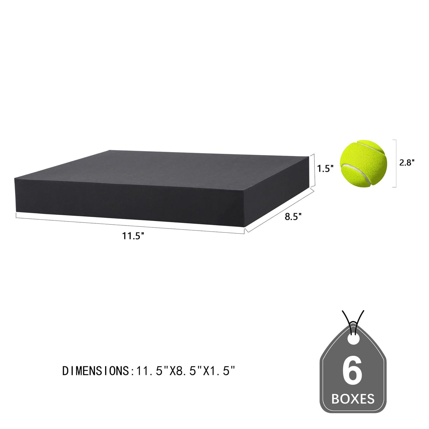 JINMING 6 Gift Boxes with Lids 11x8.5x1.5 Inches for Clothes, Black Gift Boxes, Apparel Boxes for Mother's Day, Father's Day and All Occasion