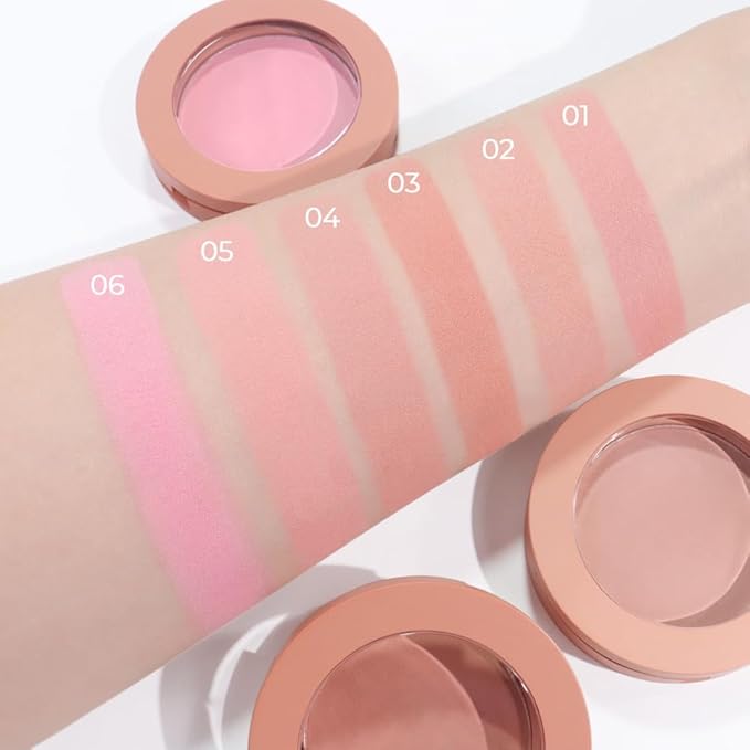 Single Pink Orange Matte Powder Blush Palette Face Makeup, Blush for Looks Younger Cheeks, Monochrome Cream Blushes Lightweight Long Lasting, Blush for Women All Skin Tones Paleta de, 05