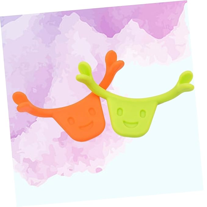 2pcs Silicone Smile Trainer for Facial Muscle Stretching and Lifting Natural Smile Maker Mouth Exerciser Edible Material Brace Green Orange