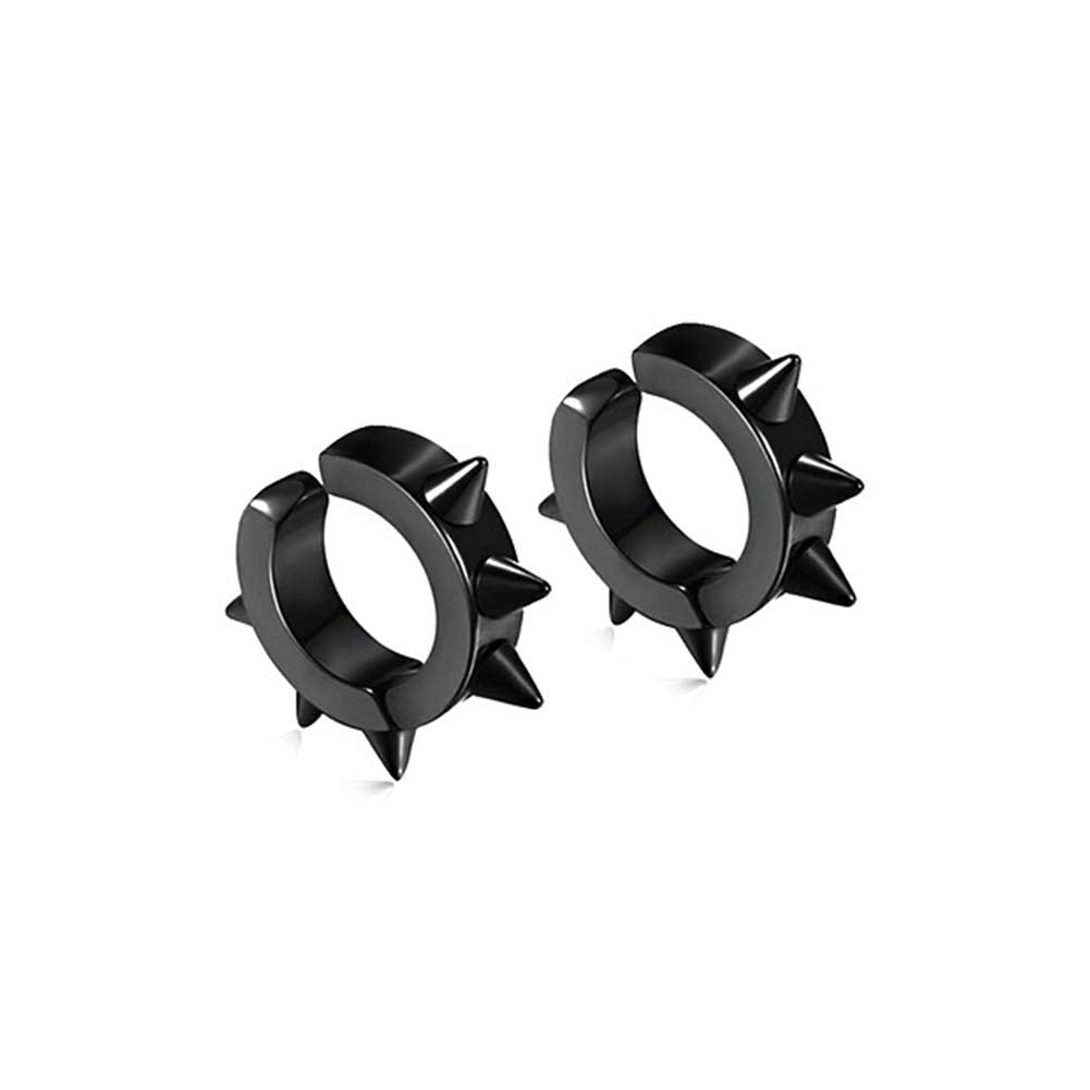 Xusamss Punk Jewelry Stainless Steel Spike Rivet Ear Clip Earrings