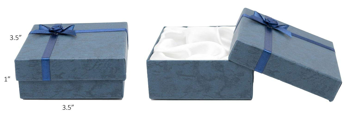 888 Display USA, Inc Cardboard Jewelry Bangle Gift Boxes with Rosebug Bows in Assorted Colors 3.5" X 3.5" X 1" (Pack of 8)