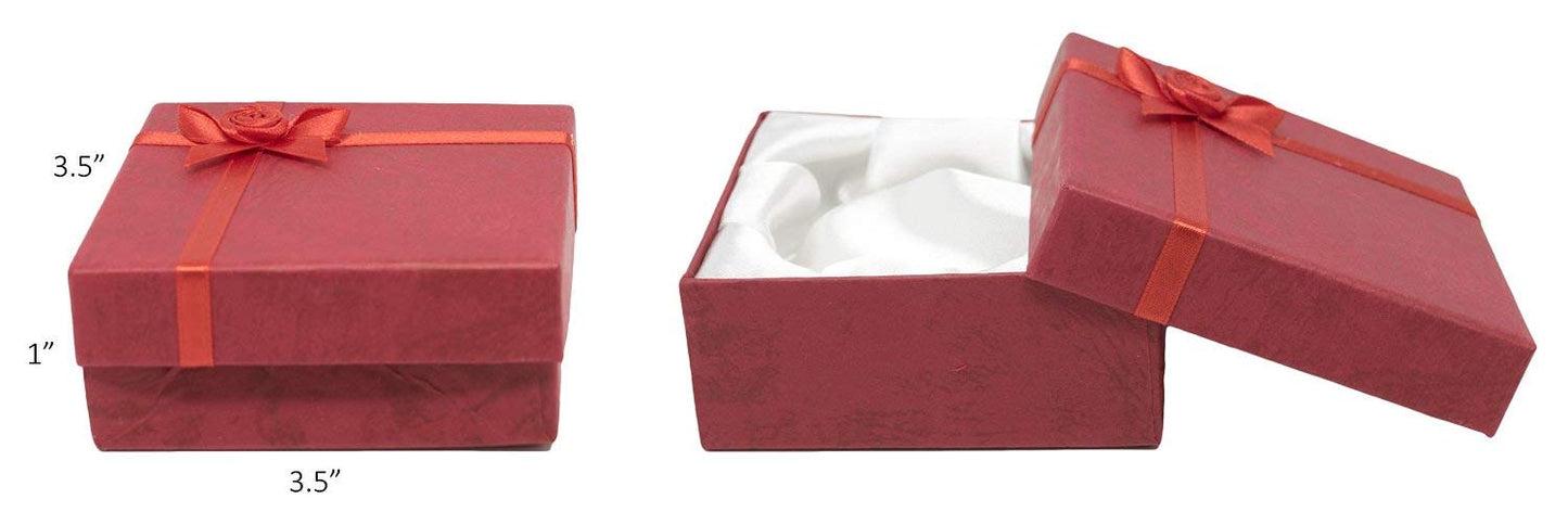 888 Display USA, Inc Cardboard Jewelry Bangle Gift Boxes with Rosebug Bows in Assorted Colors 3.5" X 3.5" X 1" (Pack of 8)