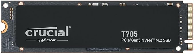 Crucial T705 PCIe Gen5 NVMe 1TB SSD, Up to 13,600MB/s, TLC NAND, Intel & Ryzen Compatible, for Hardcore Gaming & High-Speed Storage, Solid State Drive, Includes 1Mo Adobe CC – CT1000T705SSD3