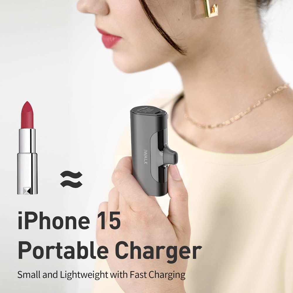 iWALK Portable Charger for iPhone 17/16/15 USB-C Small Power Bank 20W 4,500mAh Fast Charging Battery Pack Compatible with iPhone 15/16/16/17 Plus/17 Pro/17 Pro Max, Samsung Galaxy S25/S24/S23 Android
