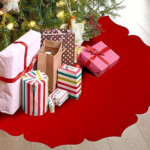 Christmas Tree Skirt,48 inch Classic Non-Woven Fabric Red Tree Skirt,for Xmas Tree and Holiday Indoor Decoration(Red, Small)