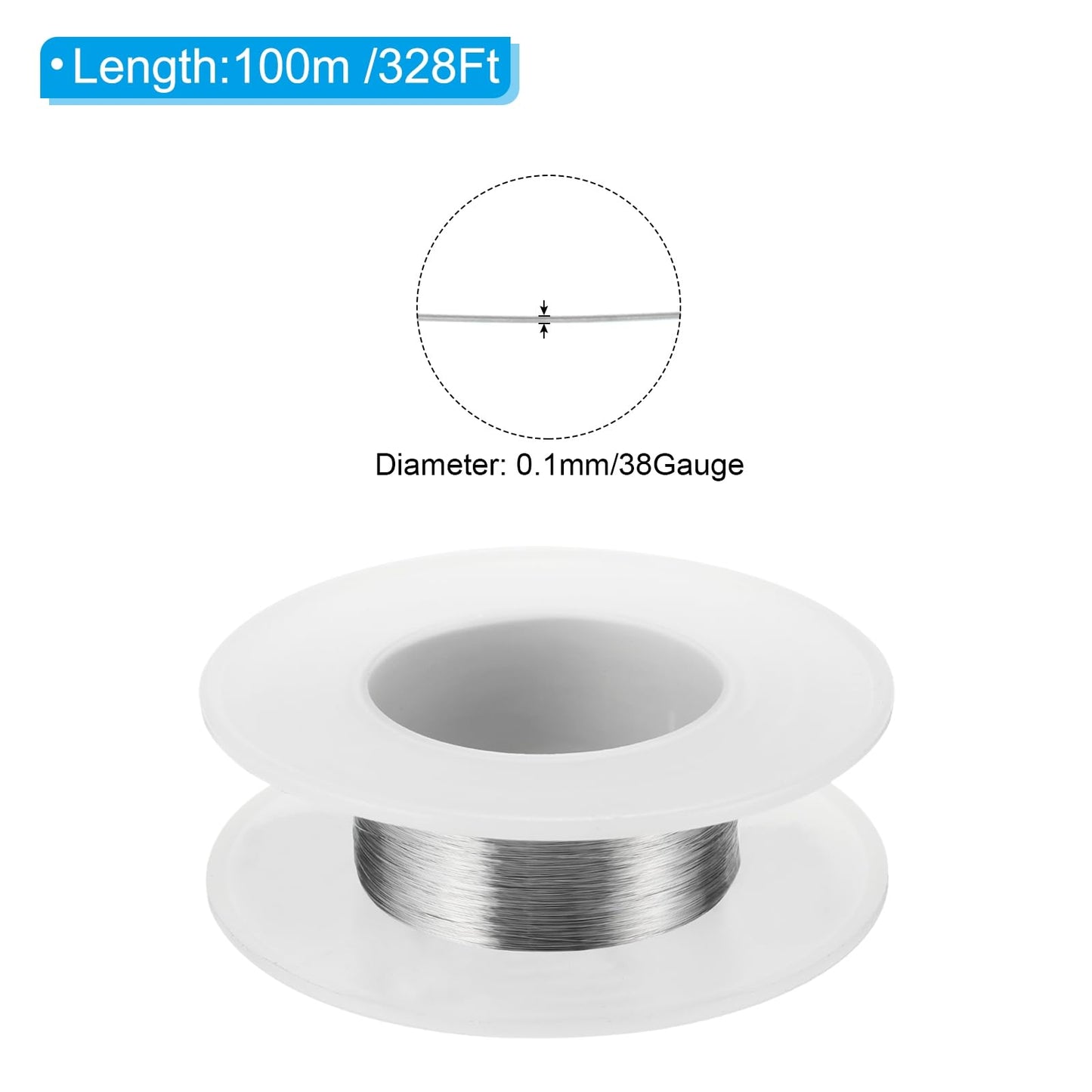PATIKIL 304 Stainless Steel Wire, 328 Ft 0.1mm 38 Gauge Jewelry Wire Craft Wire Soft Beading Wire for Jewelry Making Bracelets Beading DIY Crafts, Silver