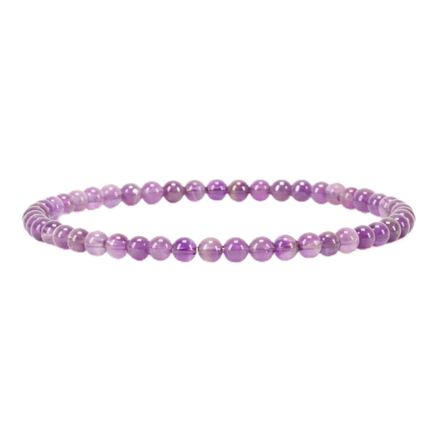 Cherry Tree Collection - Small, Medium, Large Sizes - Gemstone Beaded Bracelets For Women and Men - 4mm Round Beads (Amethyst, Small)